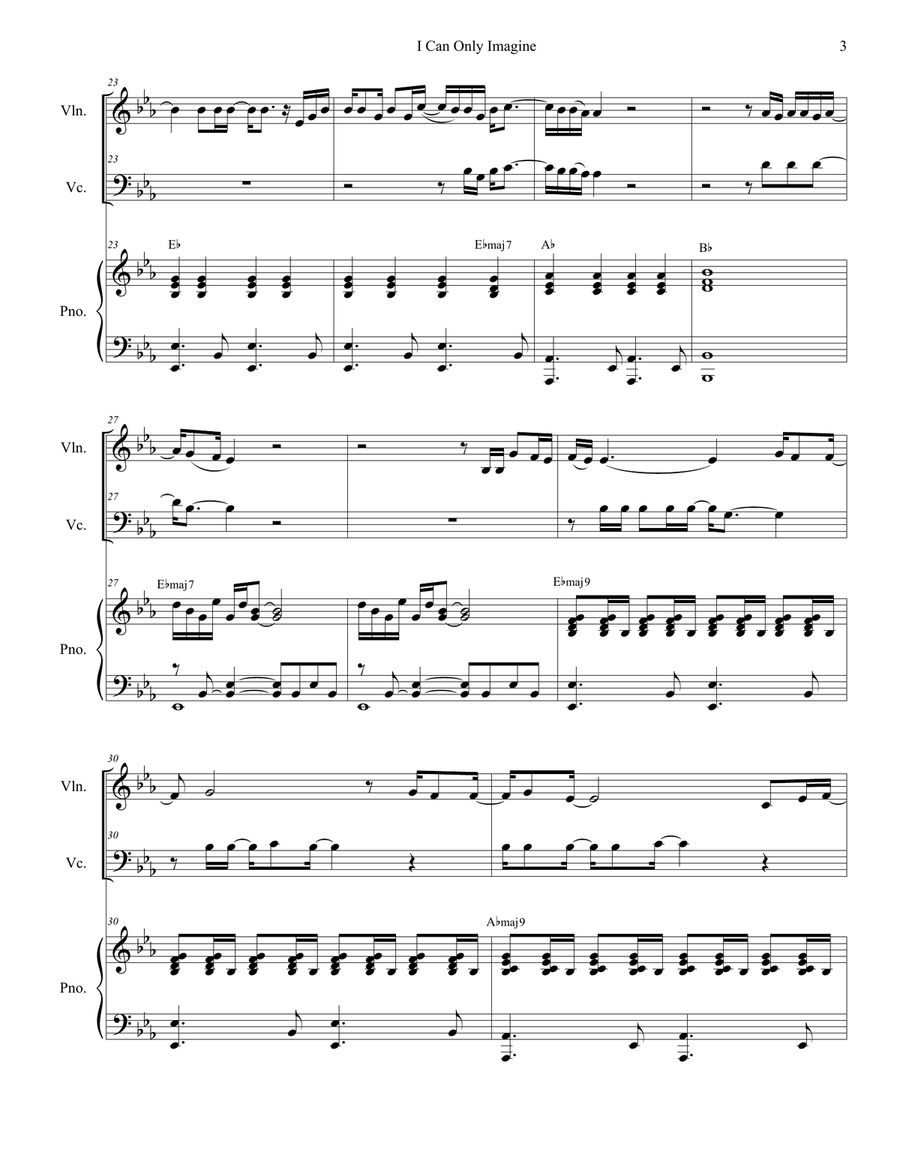 I Can Only Imagine Piano Trio scores gallery preview page 3
