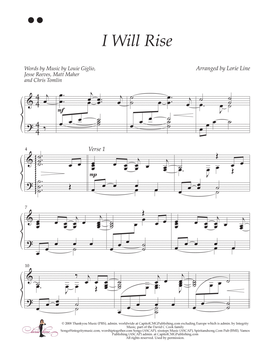 I Will Rise Piano Solo scores gallery preview page 1
