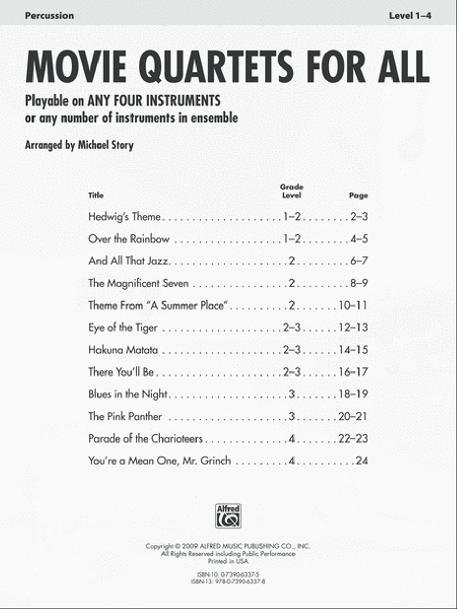 Movie Quartets for All Movie Quartets for All Small Ensemble scores gallery preview page 2