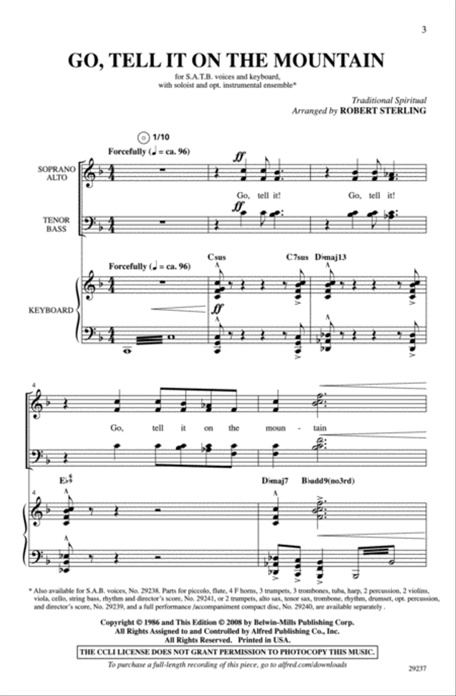 Go, Tell It on the Mountain 4-Part scores gallery preview page 2