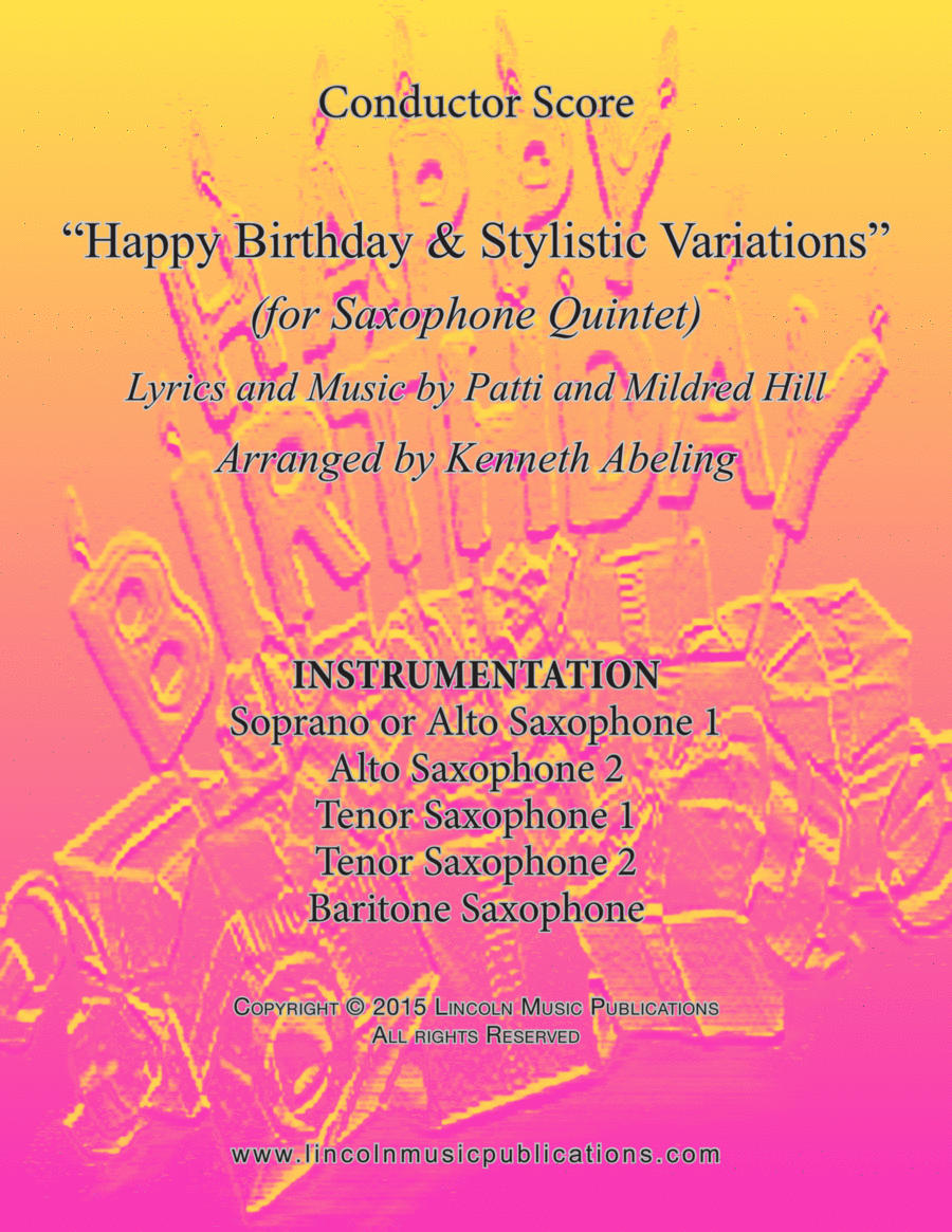 Happy Birthday and Stylistic Variations (for Saxohpone Quintet SATTB or AATTB) image number null