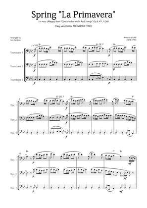 Book cover for "Spring" (La Primavera) by Vivaldi - Easy version for TROMBONE TRIO