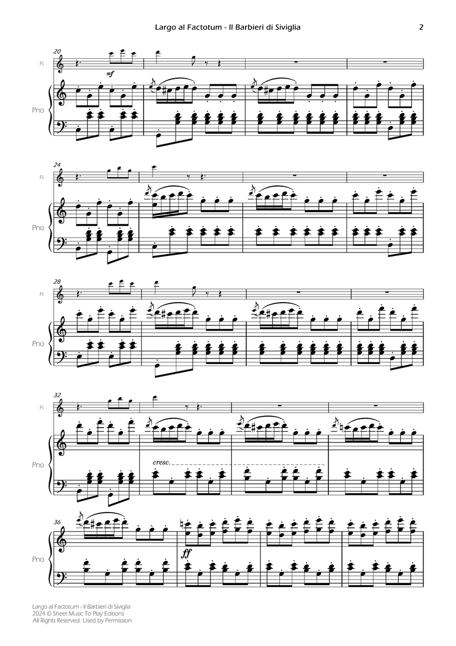 Largo al Factotum - Flute and Piano (Full Score and Parts) Flute scores gallery preview page 4