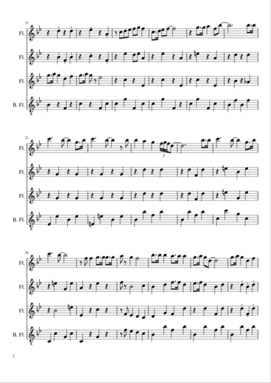 A Jazzy Christmas Medley (flute quartet) Flute Quartet scores gallery preview page 2