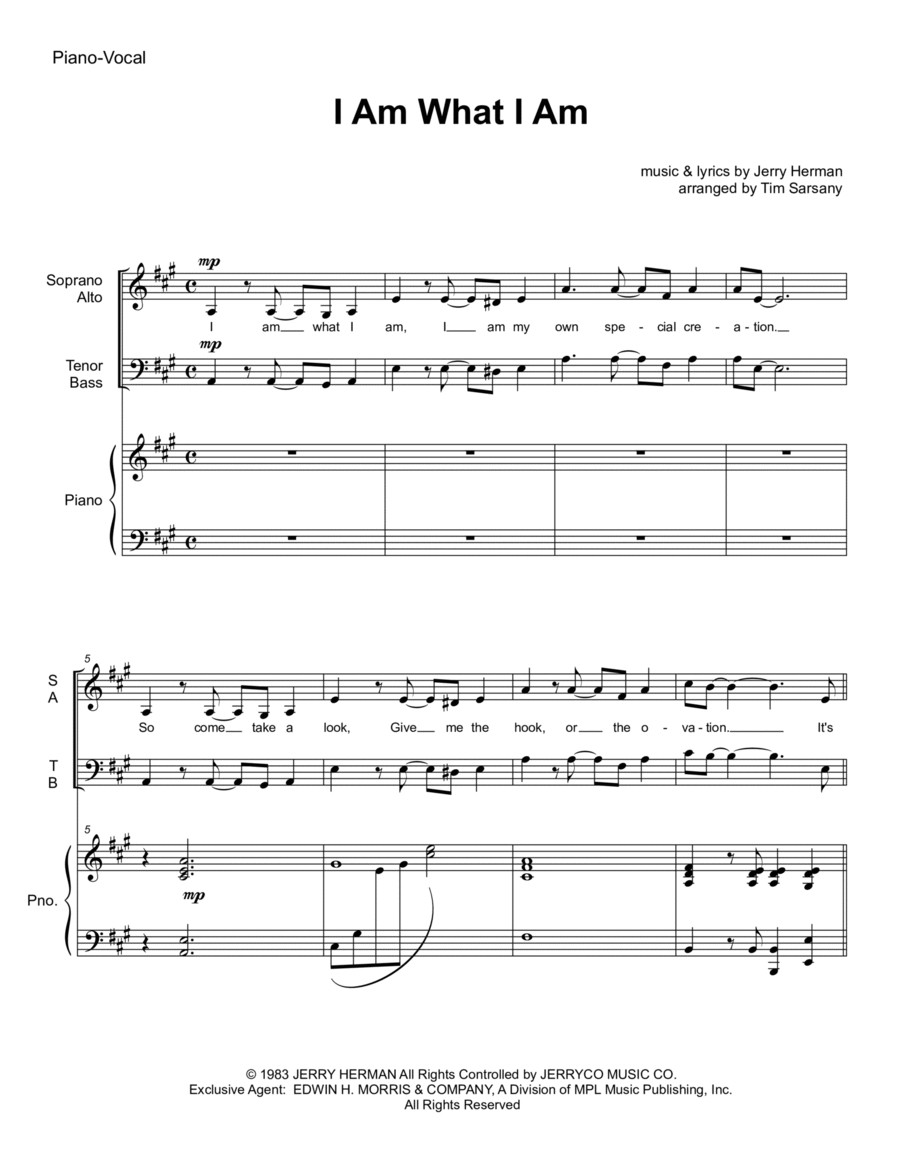 I Am What I Am 4-Part scores gallery preview page 1