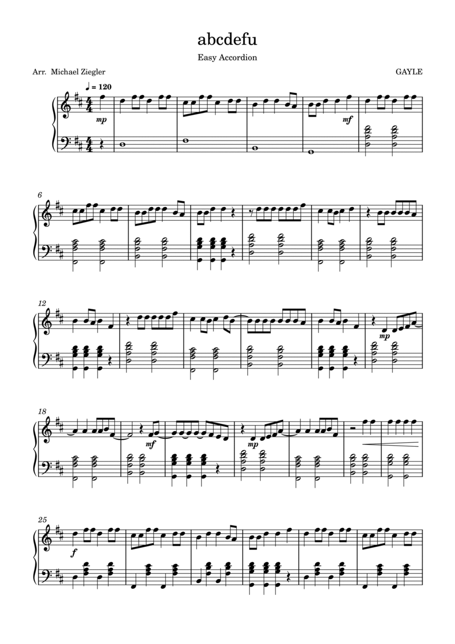 Abcdefu Abcdefu Accordion scores gallery preview page 1