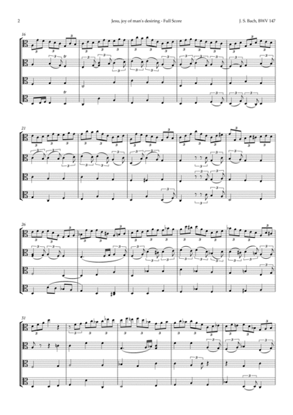 Jesu, joy of man's desiring by Bach for Viola Quartet image number null