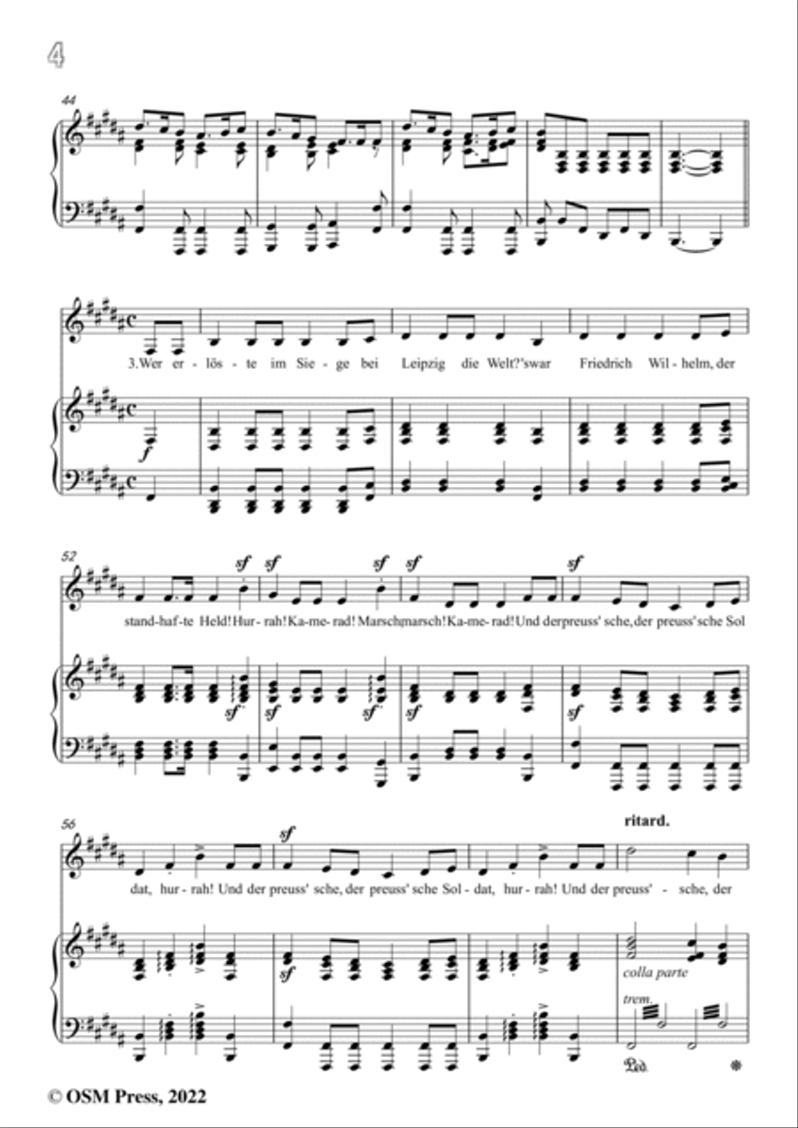 Loewe-Preussisches Hurrahlied,in B Major,for Voice and Piano Voice Solo scores gallery preview page 6