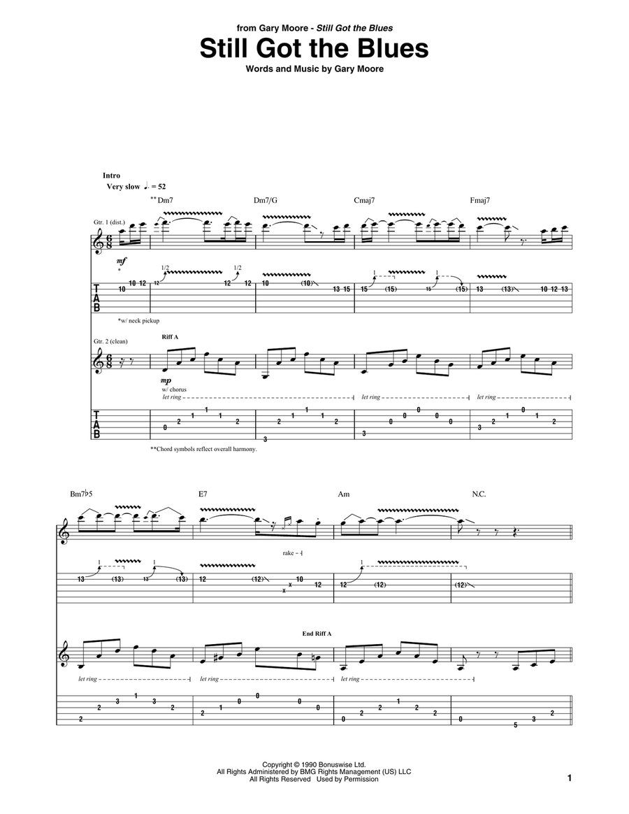 Still Got The Blues Acoustic Guitar scores gallery preview page 1