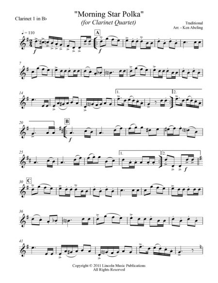 Morning Star Polka (for Clarinet Quartet) image number null