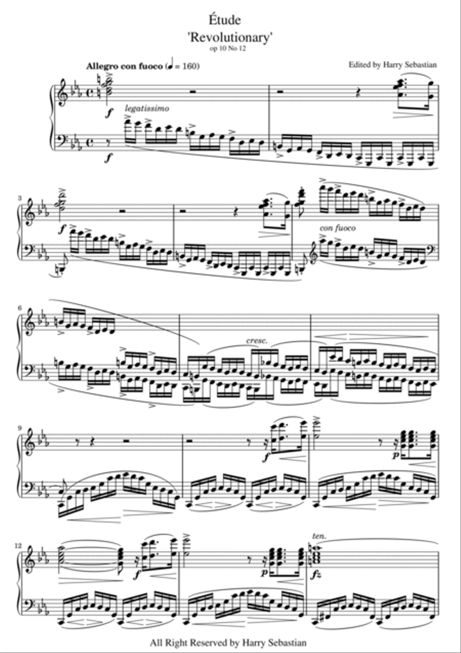 Chopin- Étude Op. 10, No. 12 in C minor 'Revolutionary' Piano Solo scores gallery preview page 2