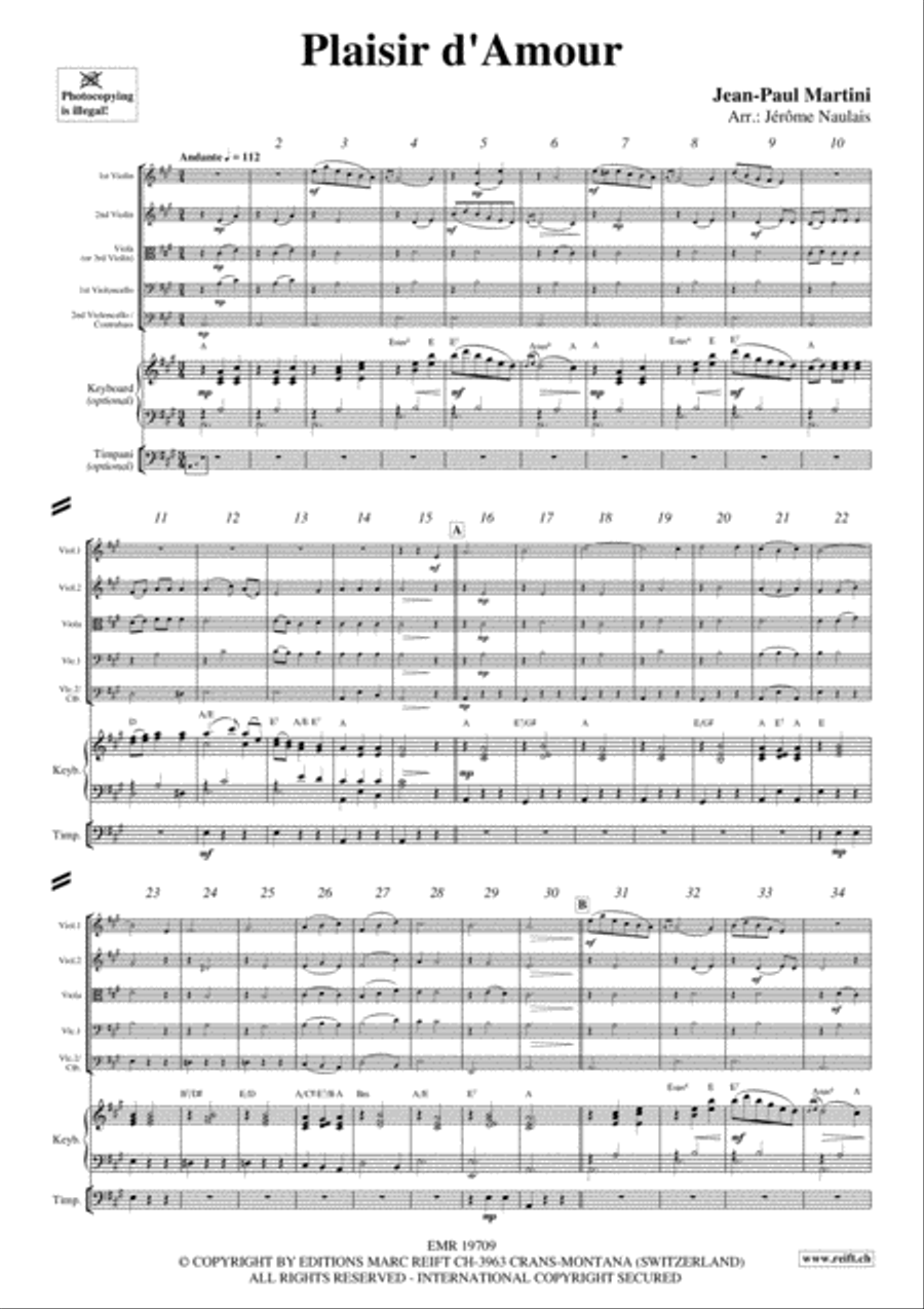 Plaisir d'Amour String Orchestra scores gallery preview page 3