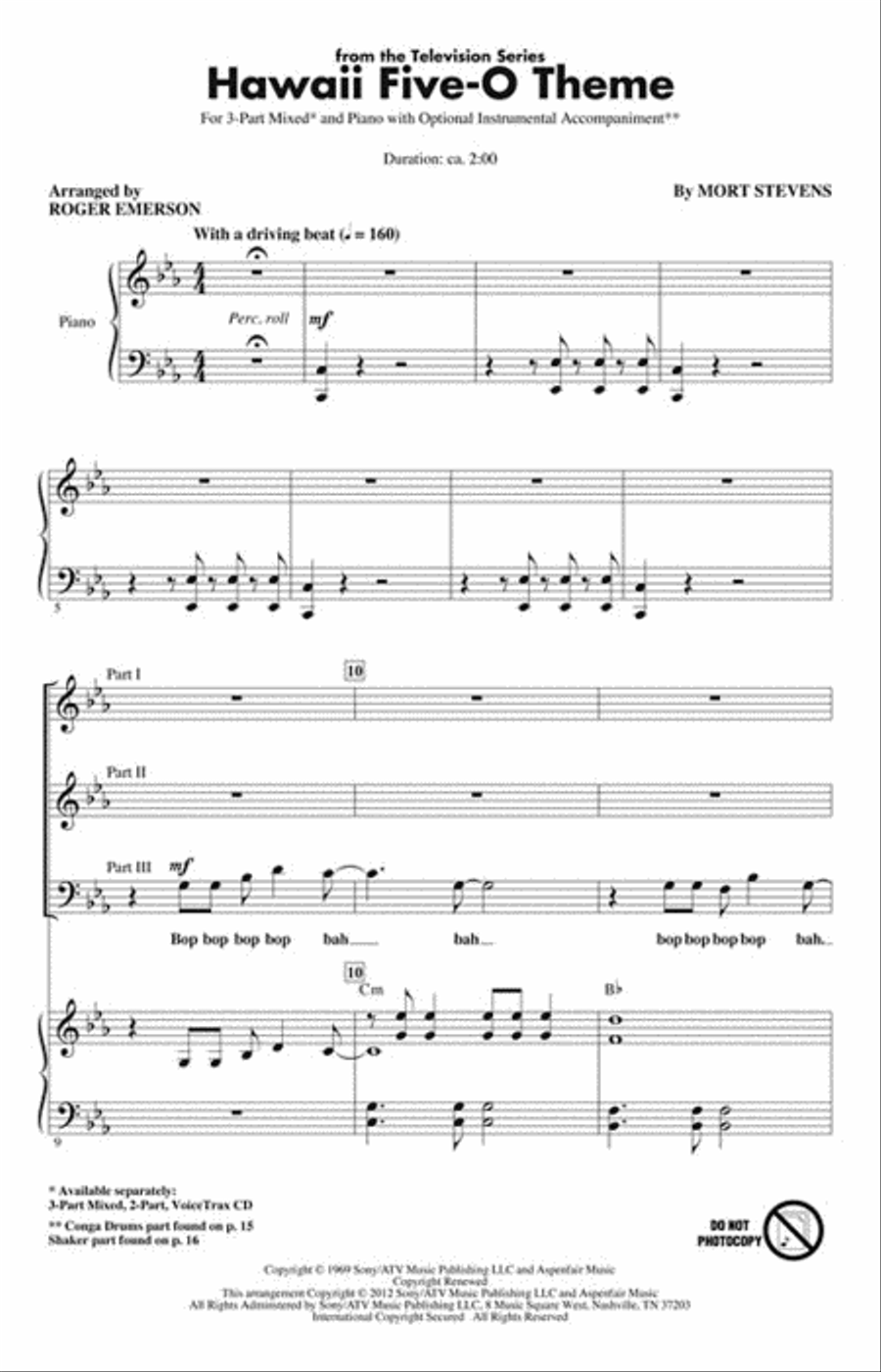 Hawaii Five-O Theme Choir scores gallery preview page 2