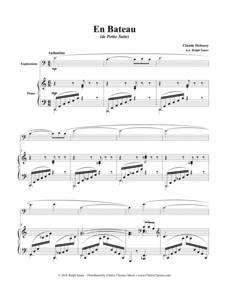 En Bateau from Petite Suite for Euphonium and Piano accompaniment