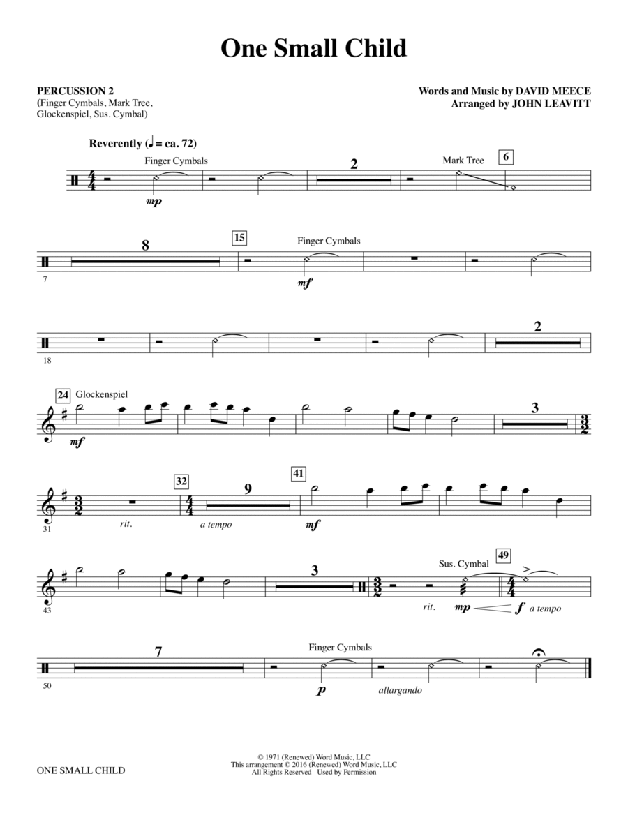 One Small Child - Percussion 2 Choir scores gallery preview page 1