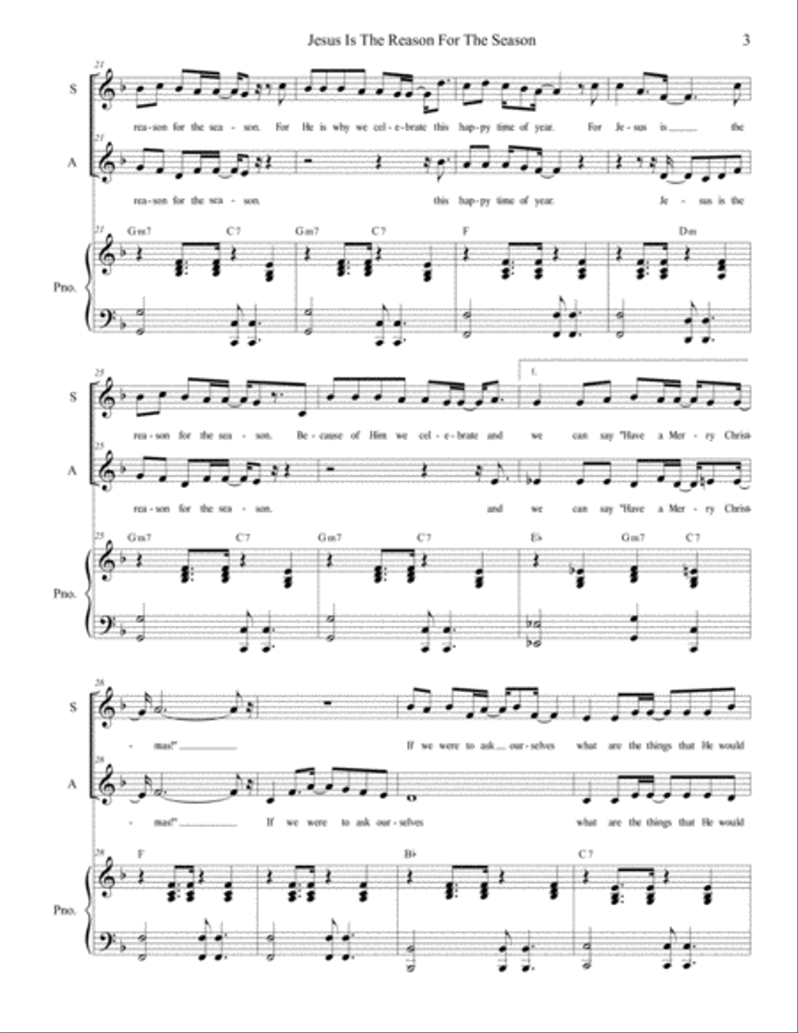 Jesus Is The Reason For The Season (Duet for Soprano and Alto Solo) Alto Voice scores gallery preview page 4