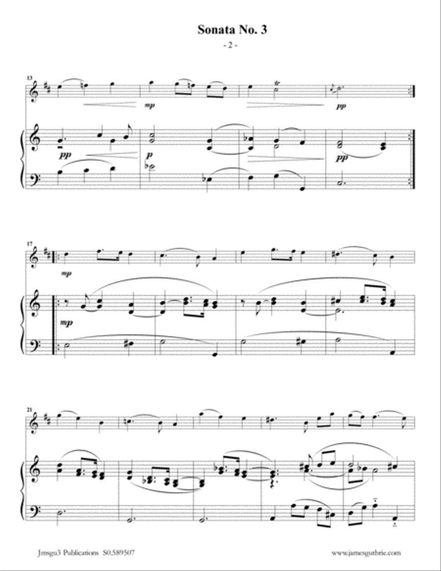 Vivaldi: Sonata No. 3 for Clarinet & Piano Clarinet Solo scores gallery preview page 2