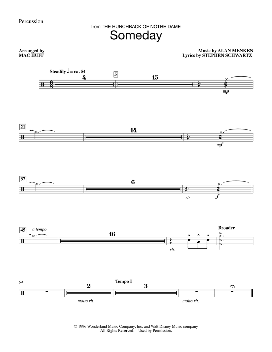 Someday (from The Hunchback Of Notre Dame) (arr. Mac Huff) - Percussion