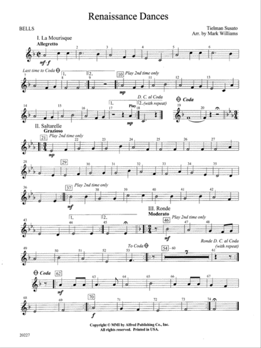 Renaissance Dances: Bells Concert Band scores gallery preview page 1