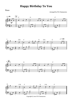 Happy Birthday To You - Piano Solo with Chords