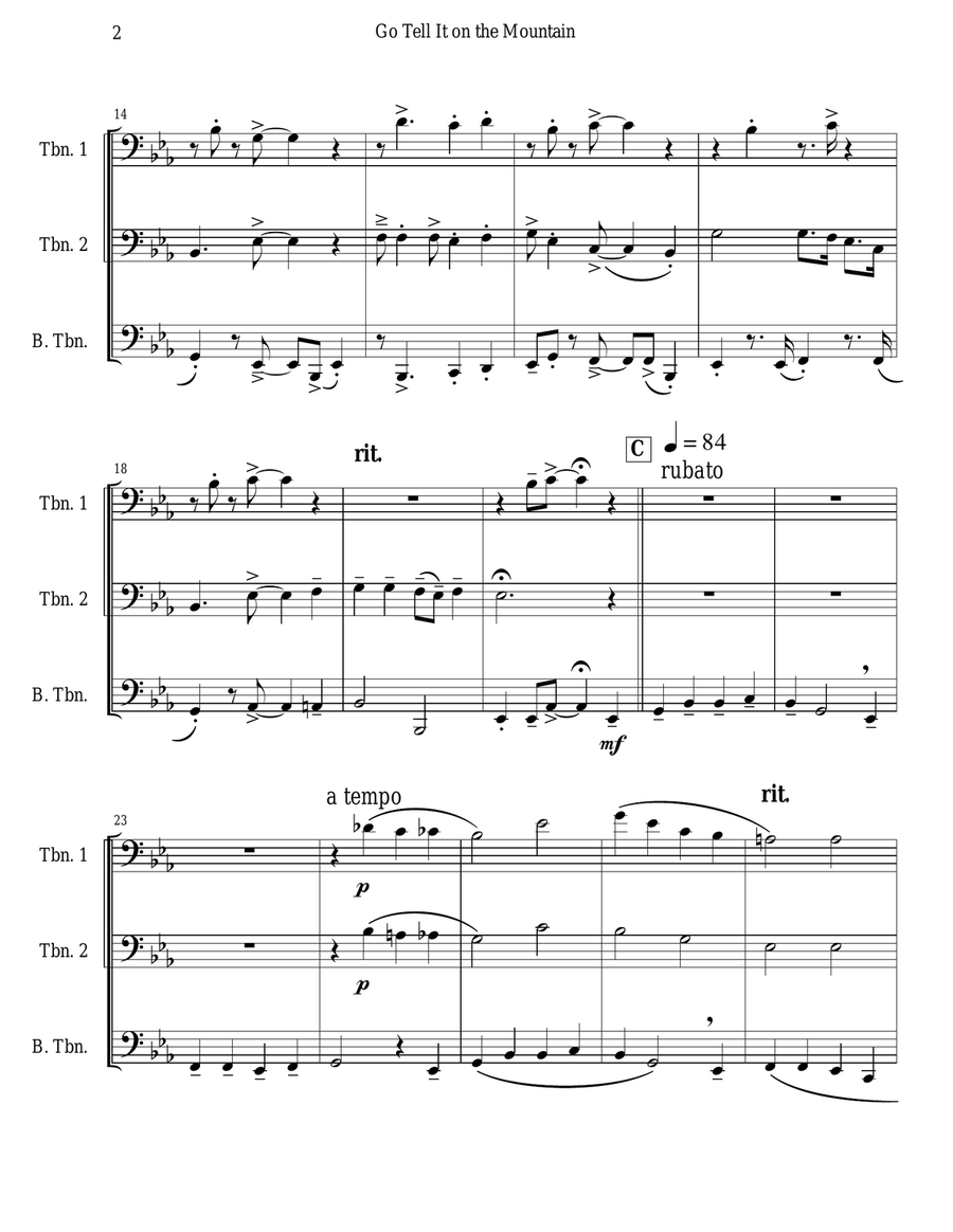 Go Tell It on the Mountain (Trombone Trio) Trombone Trio scores gallery preview page 2