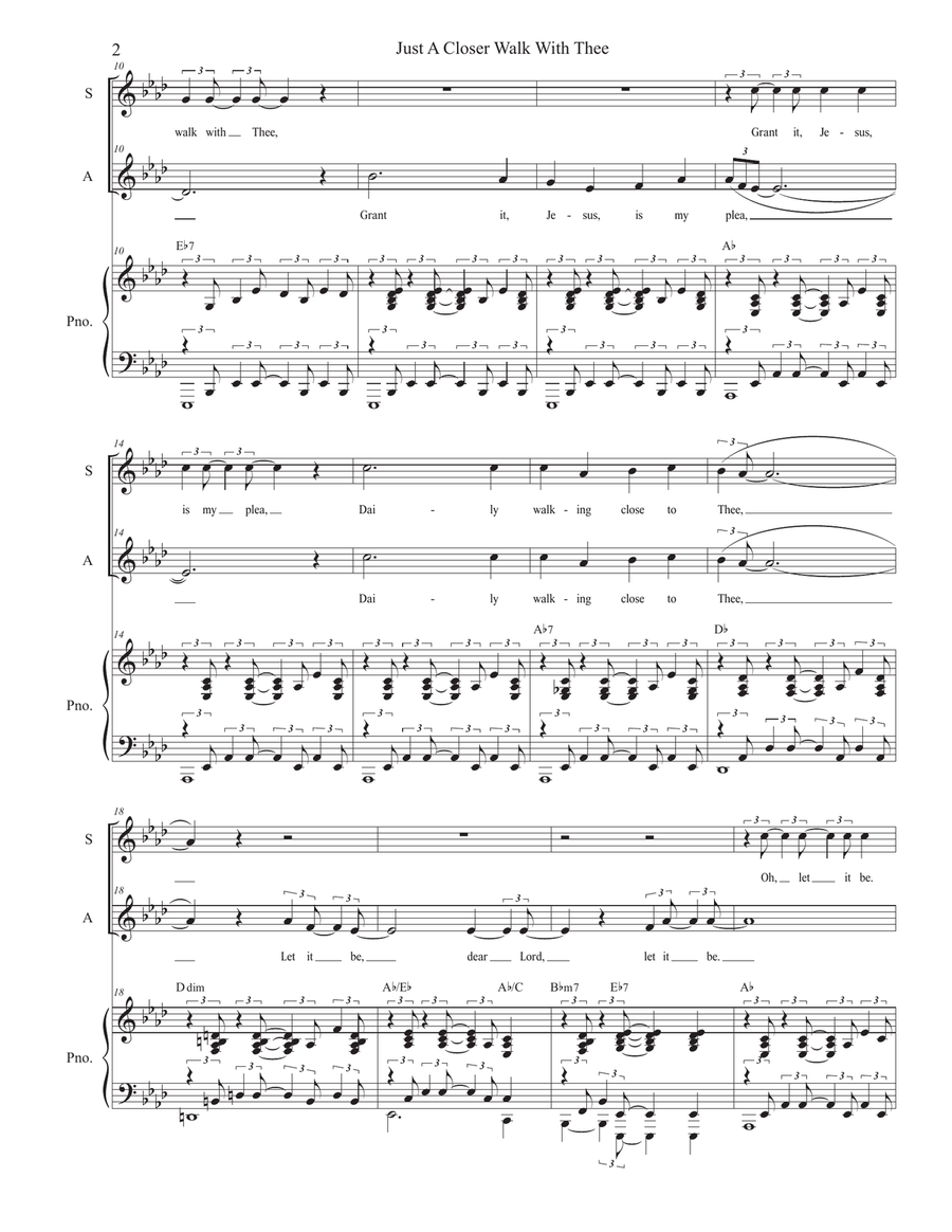 Just A Closer Walk With Thee (2-part choir - (SA) SA scores gallery preview page 2