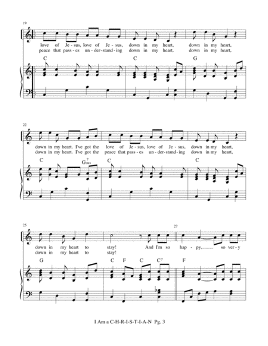 I Am A C-H-R-I-S-T-I-A-N, Down In My Heart Voice scores gallery preview page 3