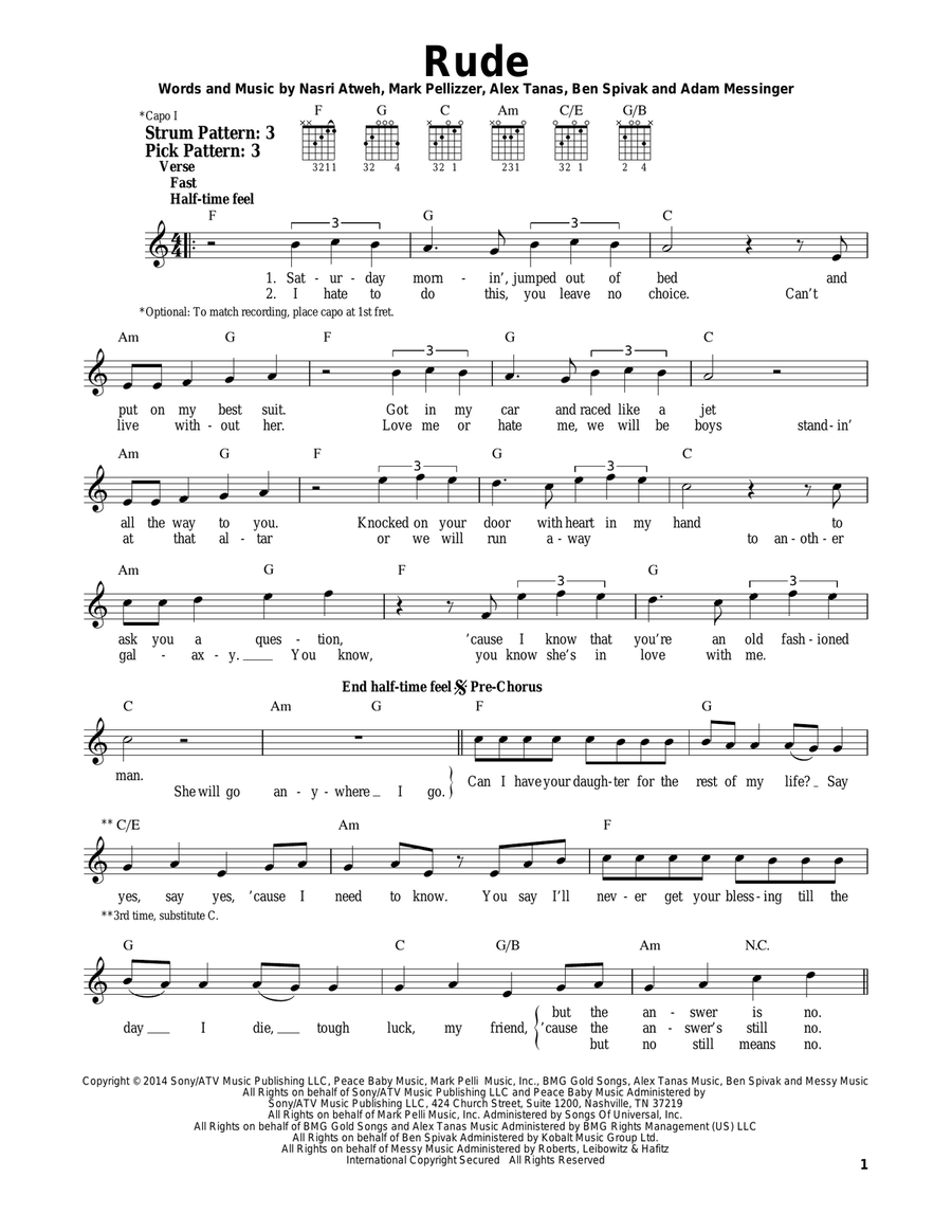 Rude Acoustic Guitar scores gallery preview page 1