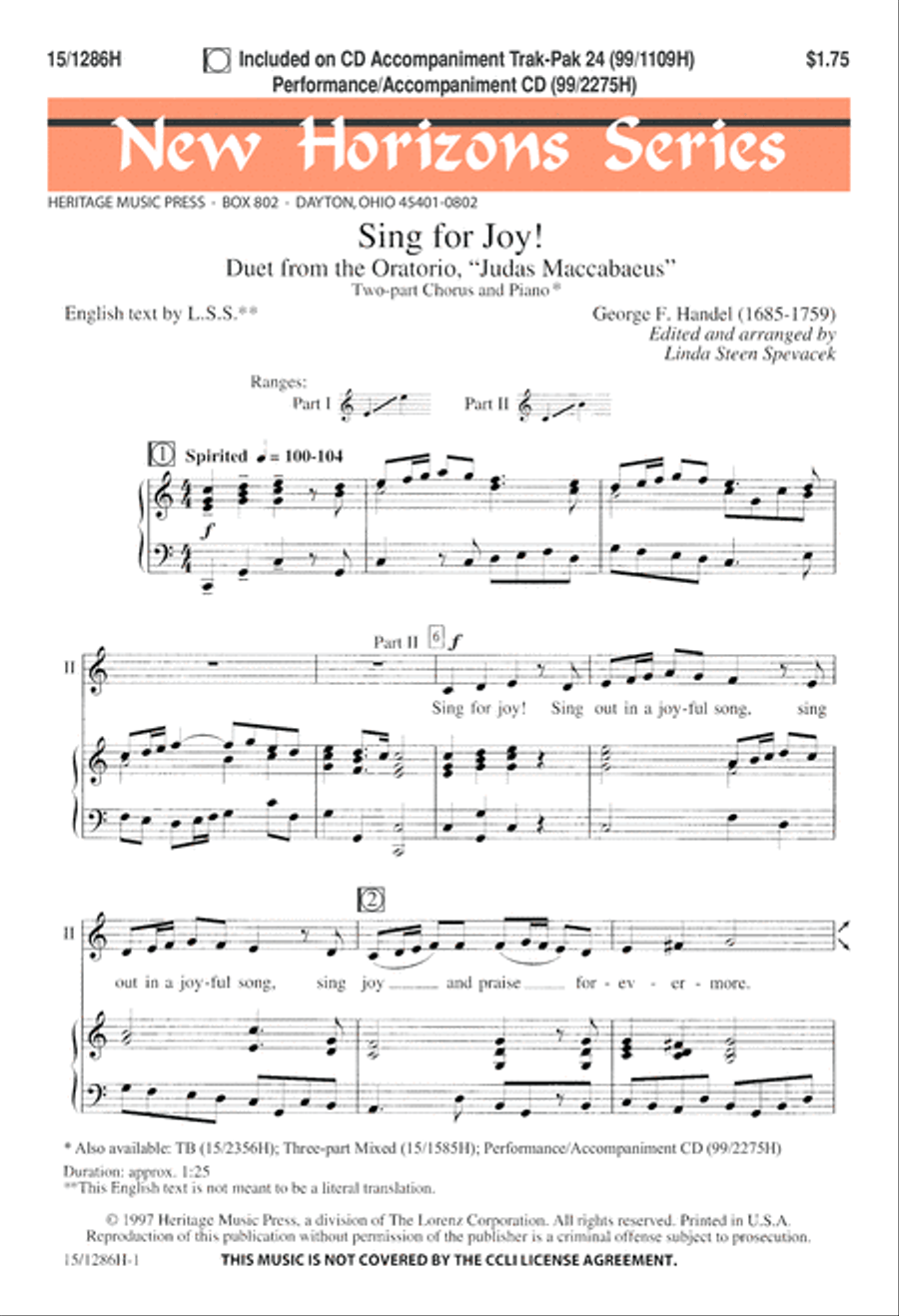 Sing for Joy! 3-Part scores gallery preview page 2