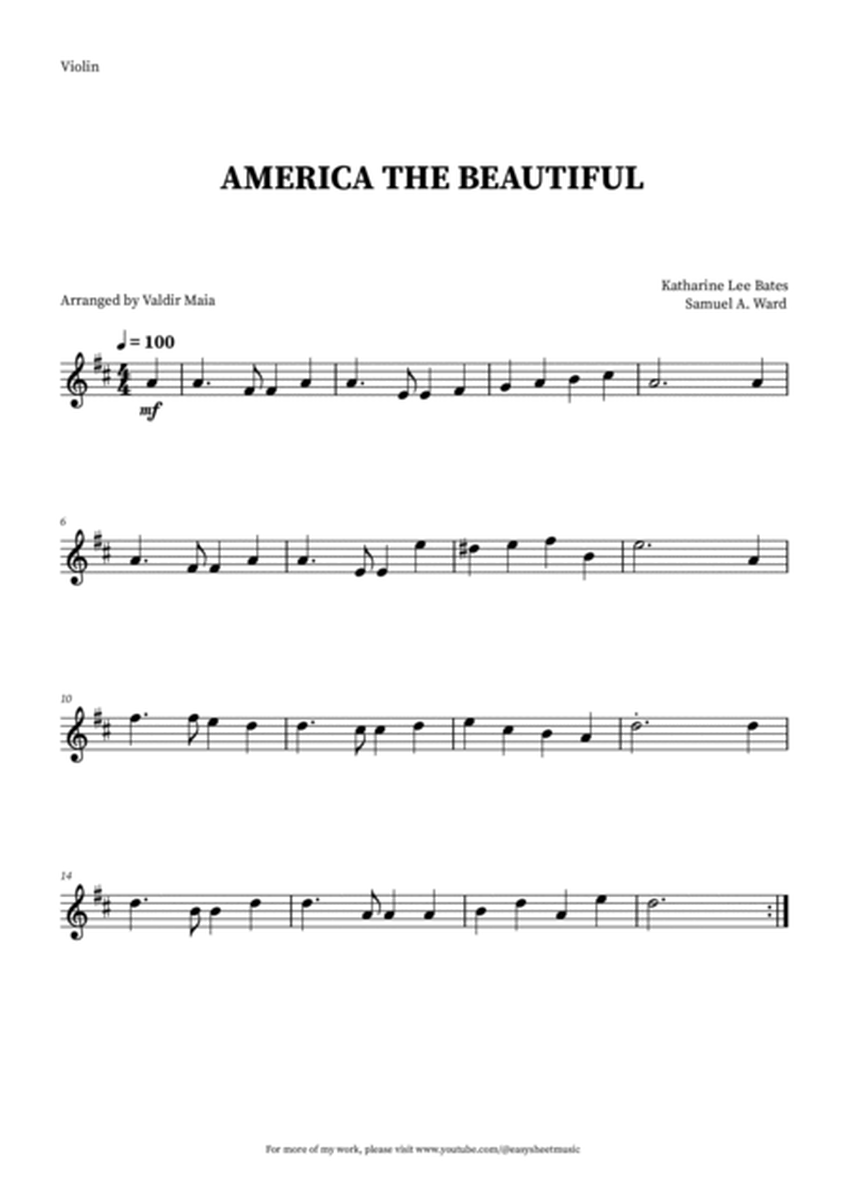 America The Beautiful - Violin and Viola Duet (with piano accompaniment + CHORDS) image number null