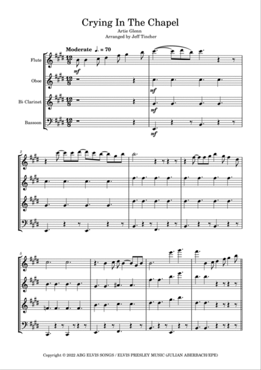 Crying In The Chapel Crying In The Chapel Woodwind Quartet scores gallery preview page 2
