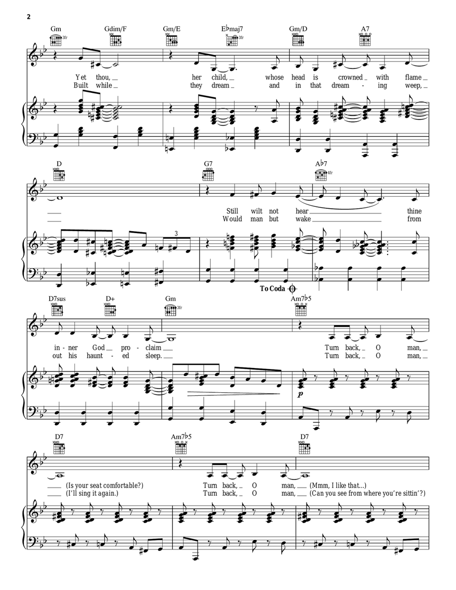 Turn Back, O Man Turn Back, O Man Piano, Vocal, Guitar scores gallery preview page 2