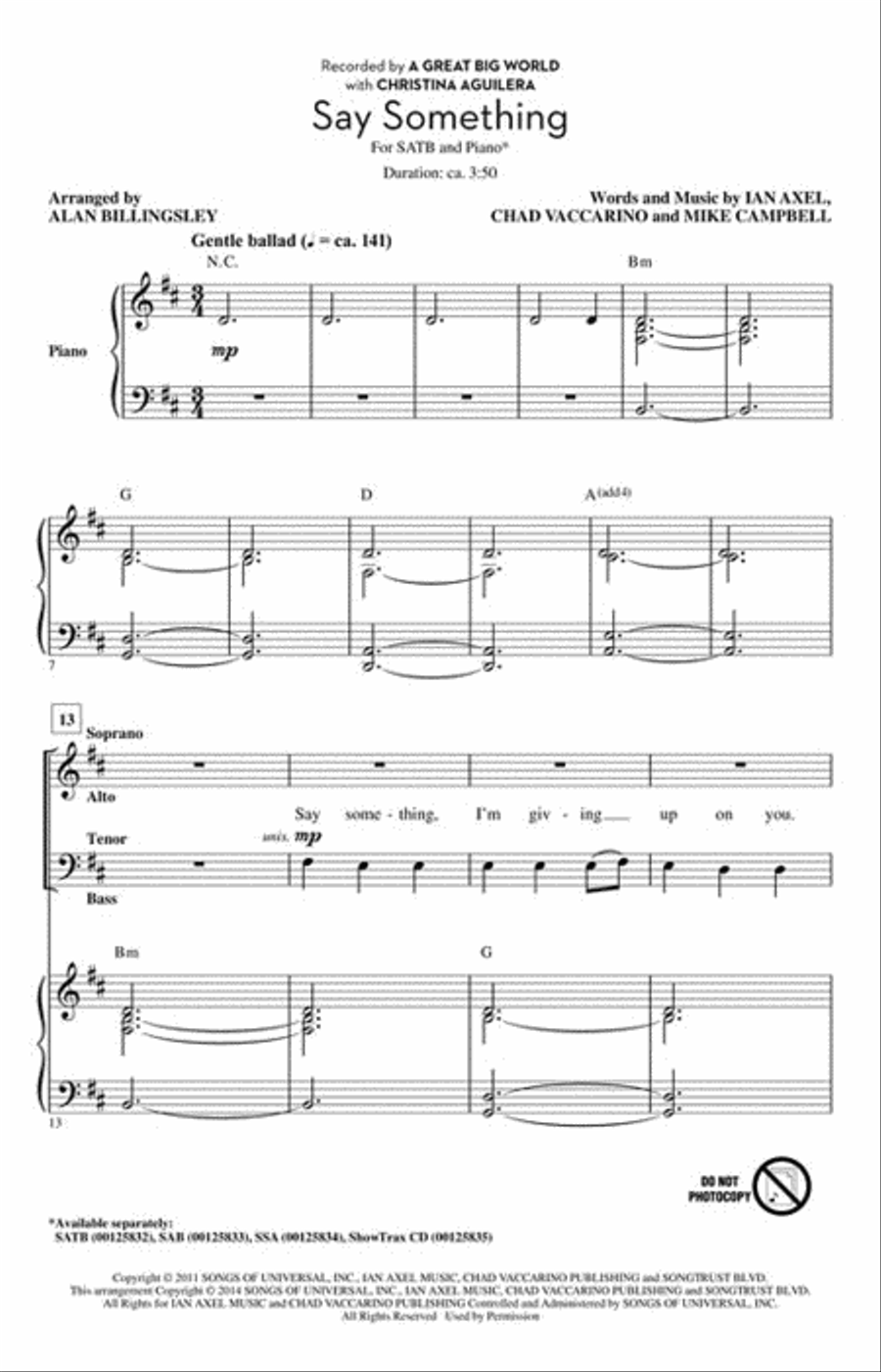 Say Something Say Something 4-Part scores gallery preview page 2