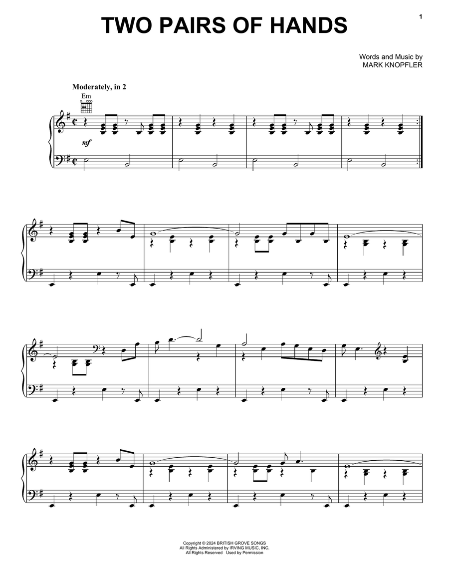 Two Pairs Of Hands Piano, Vocal, Guitar scores gallery preview page 1