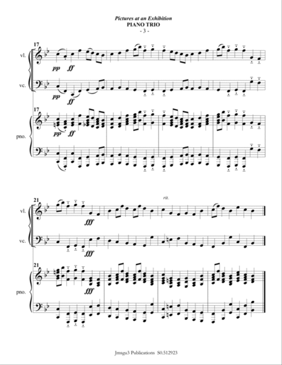 Mussorgsky: Pictures at an Exhibition for Piano Trio Piano Trio scores gallery preview page 3
