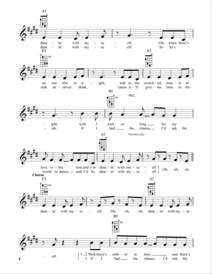Dancing With Myself Ukulele scores gallery preview page 2