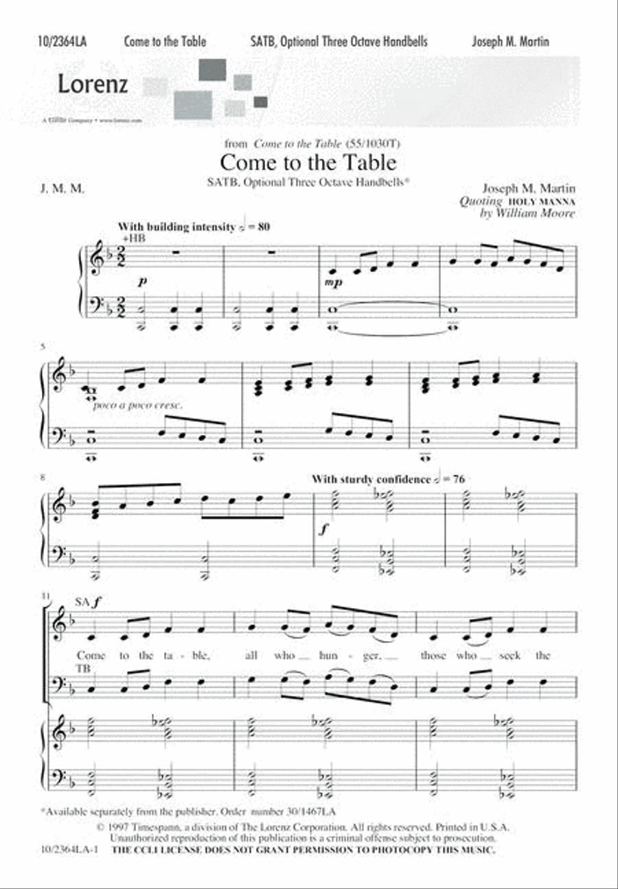 Come to the Table 4-Part scores gallery preview page 1