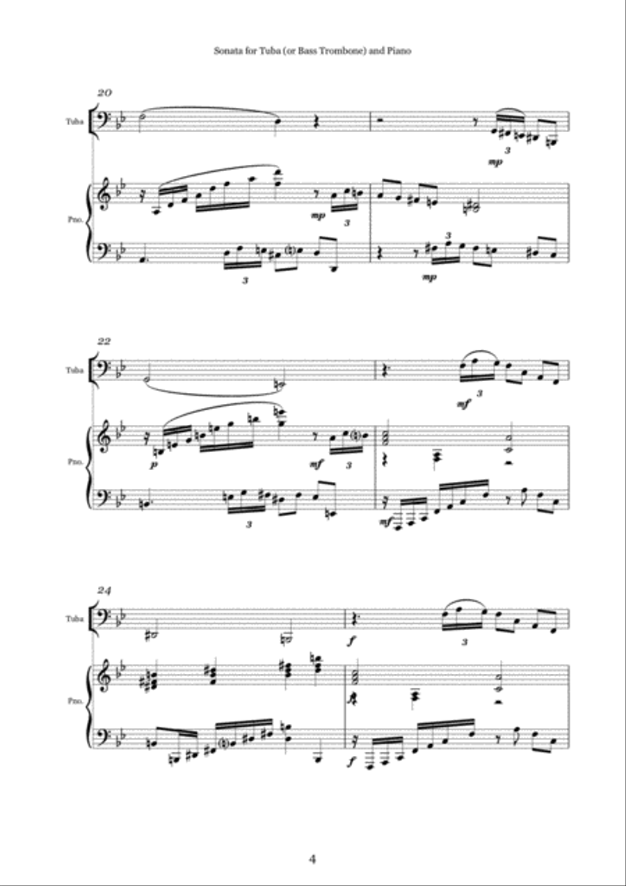 Sonata for Tuba or Bass Trombone and Piano Sonata for Tuba or Bass Trombone and Piano Bass Trombone scores gallery preview page 5