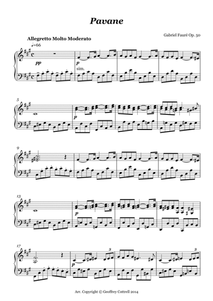 Pavane by Gabriel Fauré - piano arrangement image number null