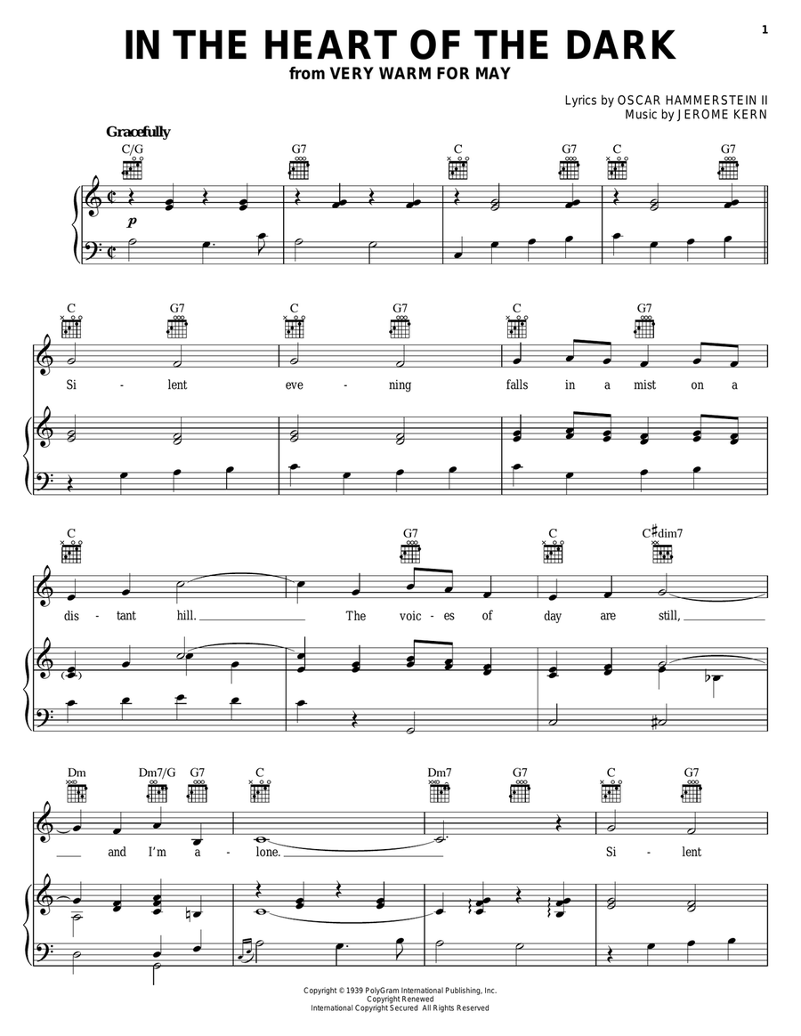 In The Heart Of The Dark In The Heart Of The Dark Piano, Vocal, Guitar scores gallery preview page 1