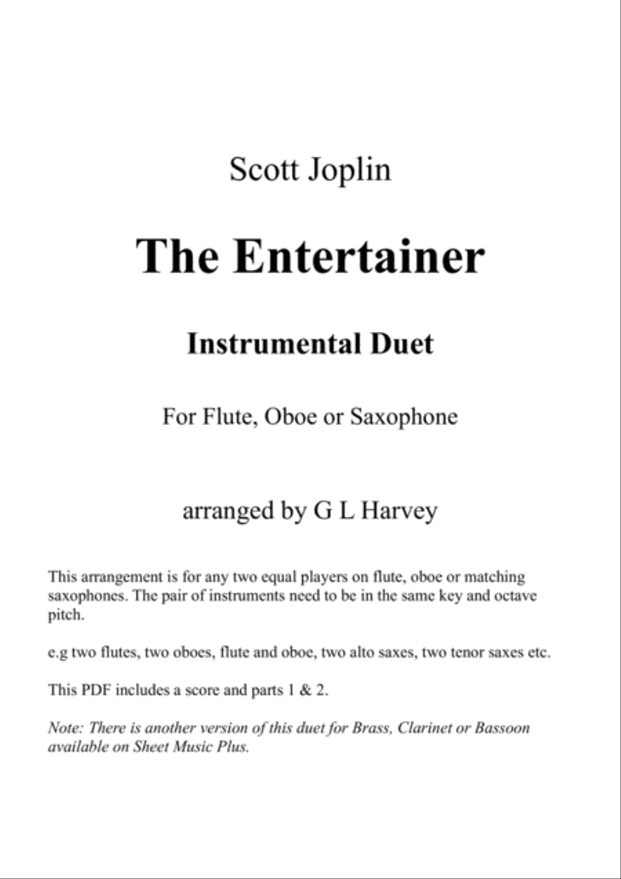 The Entertainer (Flute, Oboe or Saxophone Duet) Woodwind Duet scores gallery preview page 1
