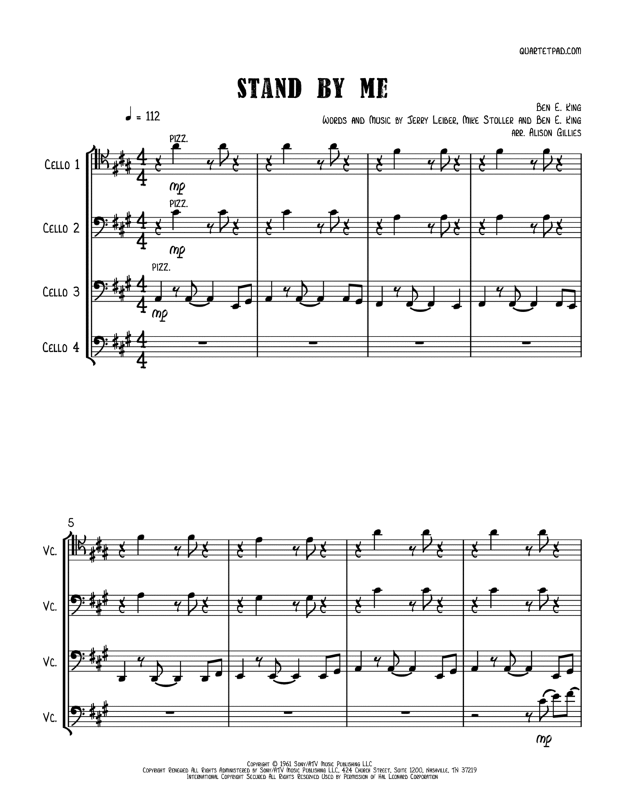 Stand By Me String Quartet scores gallery preview page 1