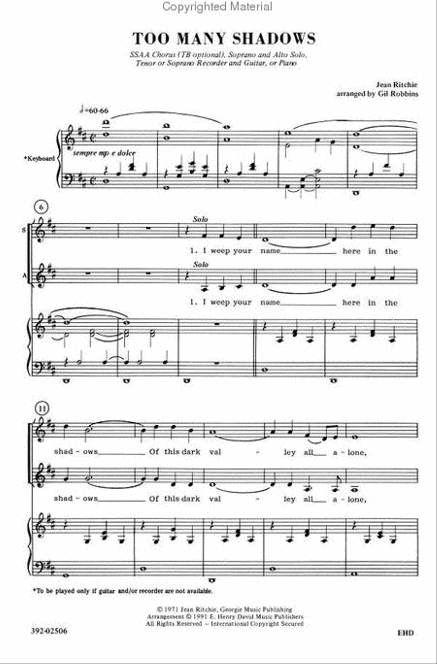 Too Many Shadows Choir scores gallery preview page 2