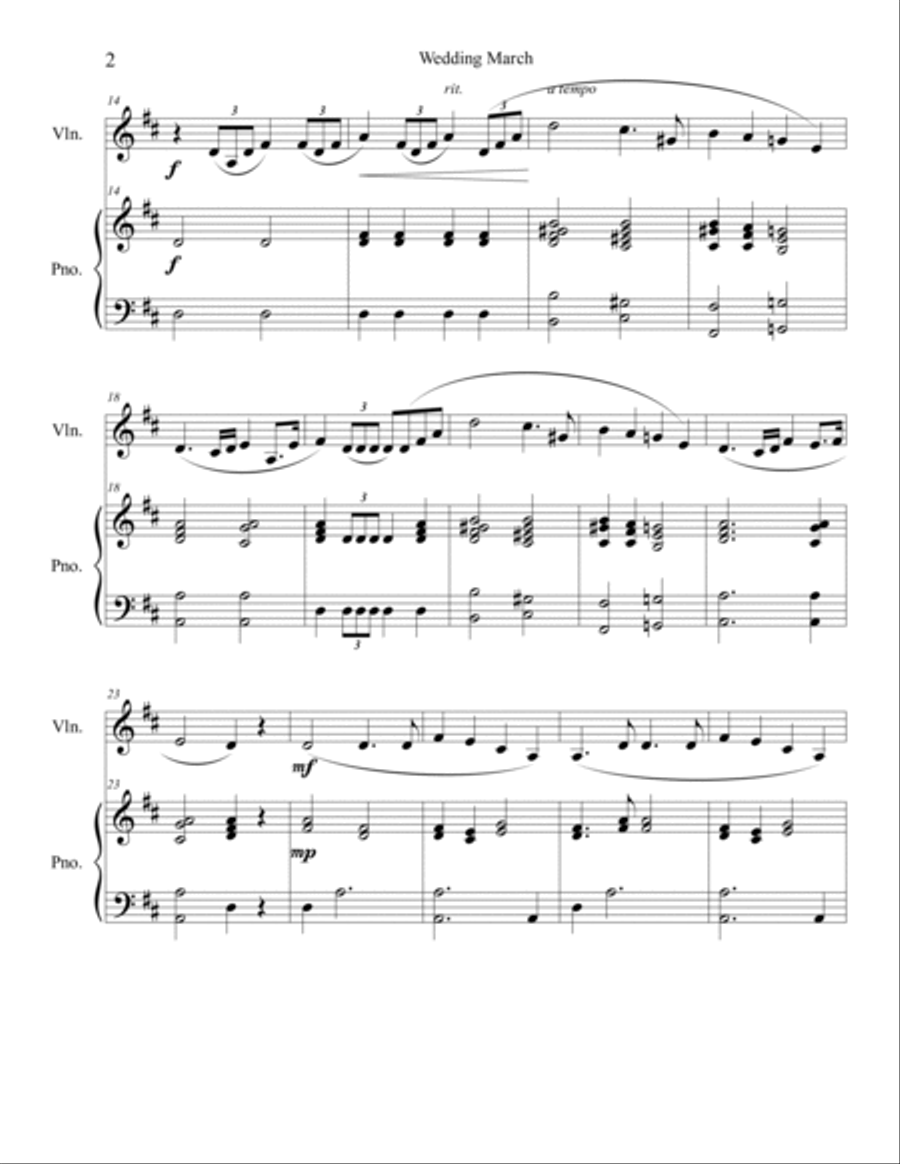 Wedding March (Violin Solo) with piano accompaniment Violin Solo scores gallery preview page 2