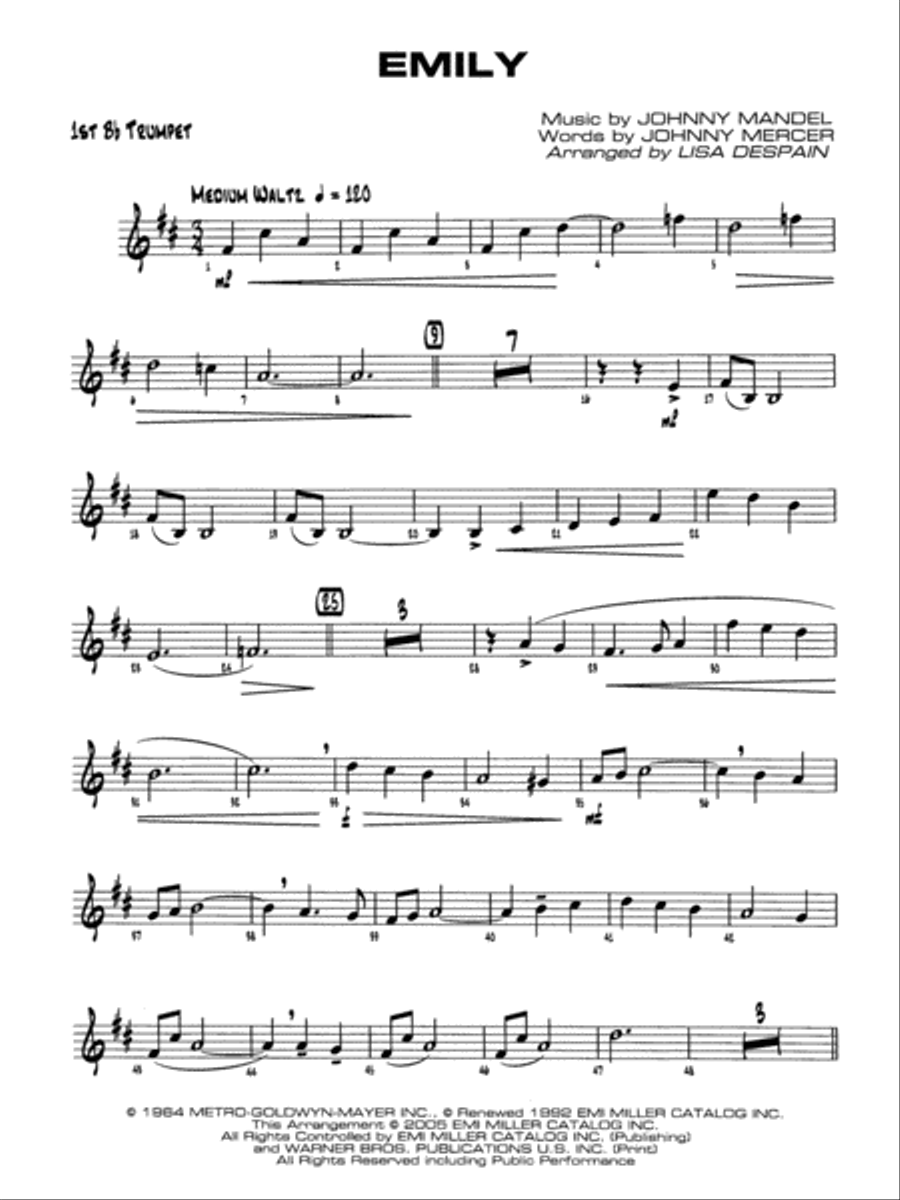 Emily: 1st B-flat Trumpet Jazz Ensemble scores gallery preview page 1