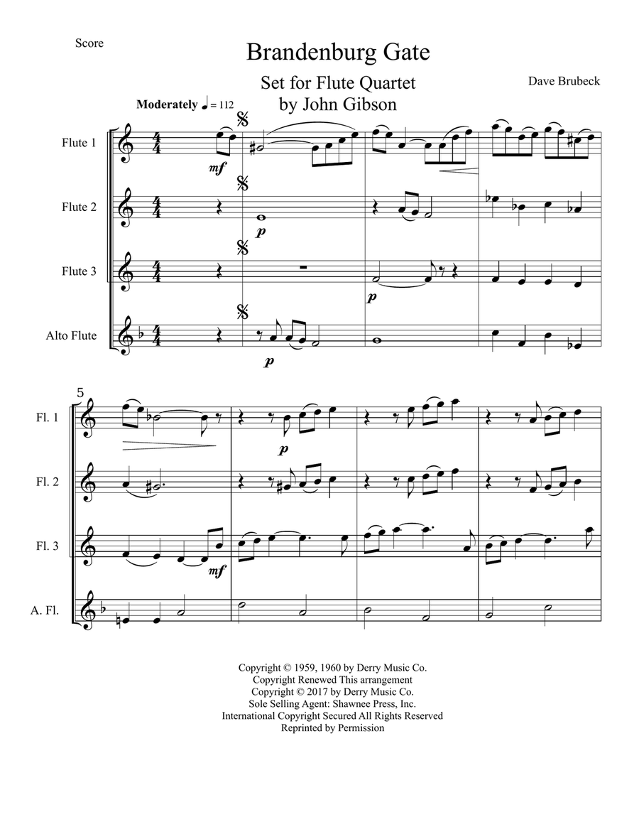 Brandenburg Gate Woodwind Quartet scores gallery preview page 2