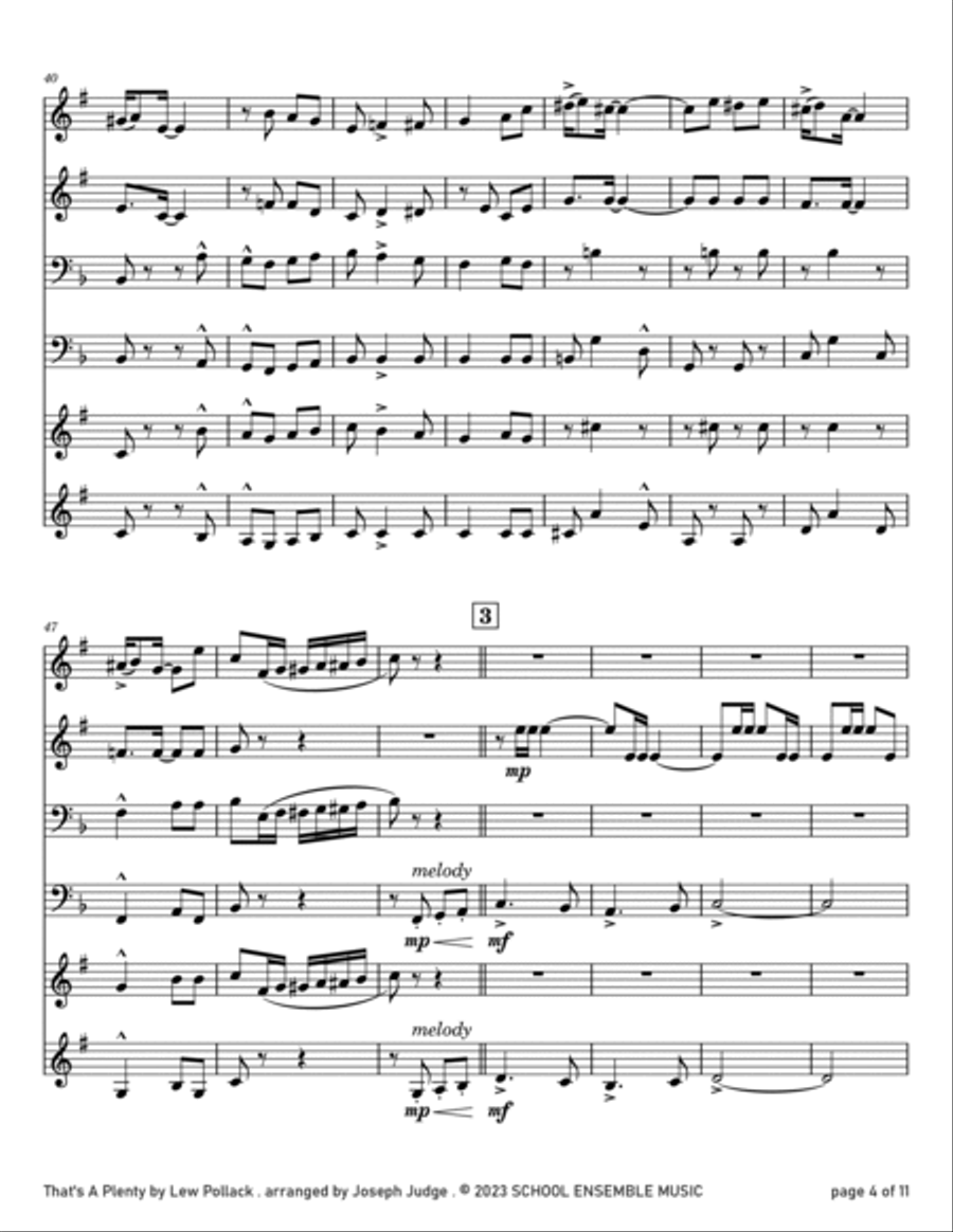 That's A Plenty by Pollack for Brass Quartet in Schools Brass Quartet scores gallery preview page 4