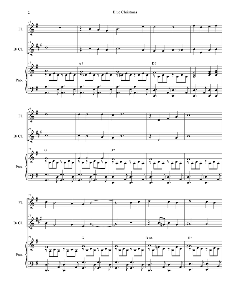 Blue Christmas Woodwind Duet scores gallery preview page 2