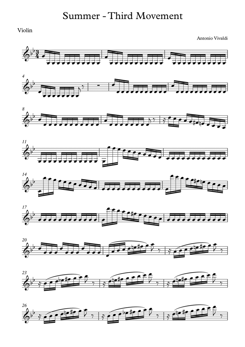 Vivaldi - Summer - Third Movement (Violin) image number null