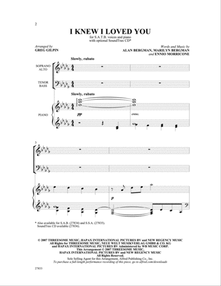 I Knew I Loved You 4-Part scores gallery preview page 2